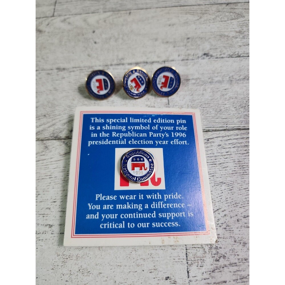 Republican National Committee Pin Lot 1996 On Card & 2001 1997 1998 Vintage USA